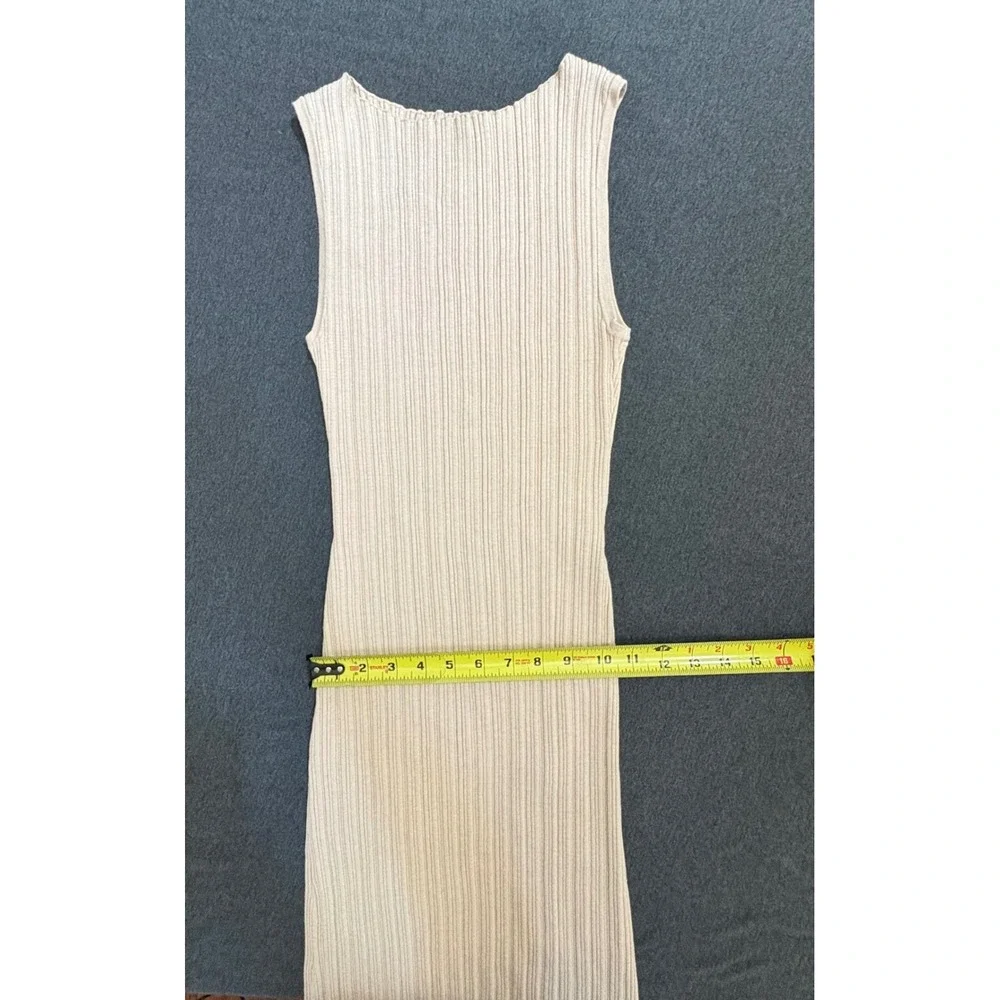 Quince Womens M Cotton Cashmere Ribbed Sleeveless Midi Dress Heather Oatmeal - Picture 12 of 12